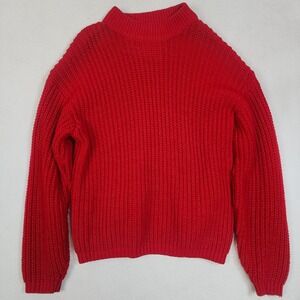 Vintage Mister Noah Sweater Women Medium Red Acrylic Tight Knit Ribbed Oversized